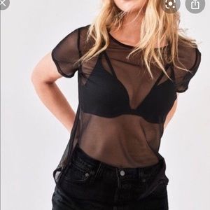 VS Victoria’s Secret Mesh sheer tee shirt,black